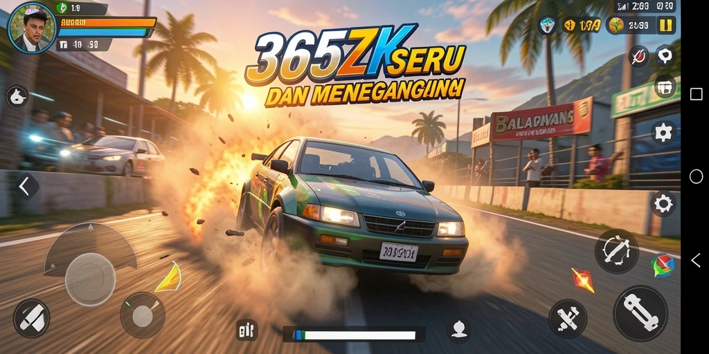 Tampilan gameplay 365ZK yang mendebarkan di lintasan balapan.