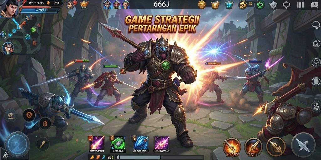 Tampilan aksi seru dalam gameplay 666J yang mendebarkan.