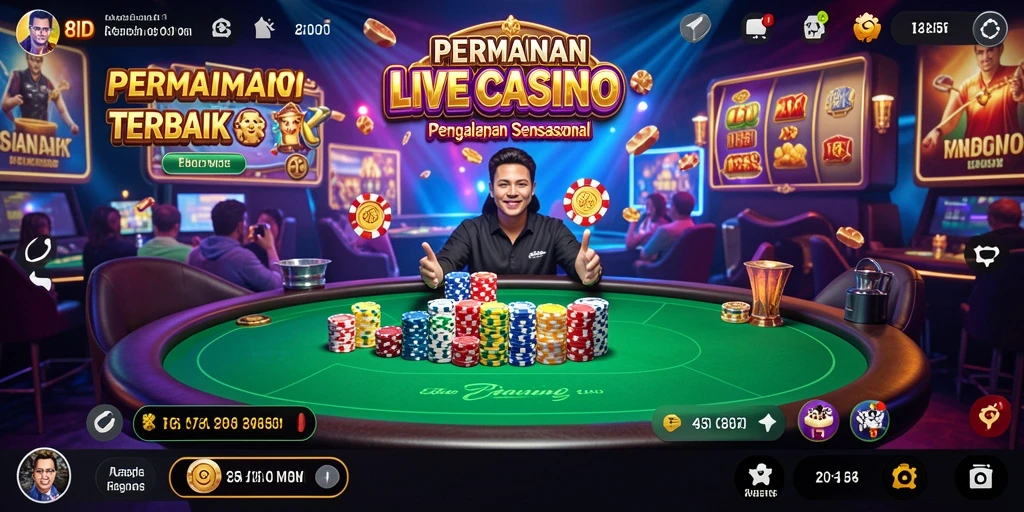 Screenshot gameplay Live Casino 8ID menampilkan dealer profesional dan suasana kasino yang hidup.