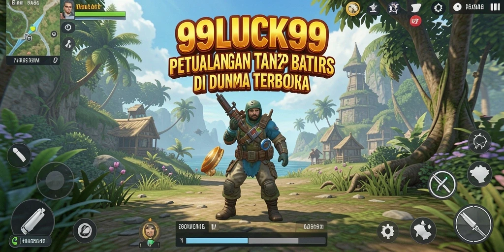 Tangkapan layar gameplay 99LUCK99 dengan eksplorasi dunia terbuka.