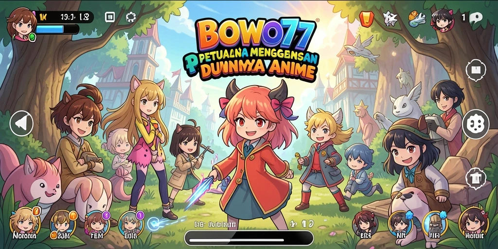 Tampilan gameplay menarik di BOWO77 dengan karakter anime ikonik.