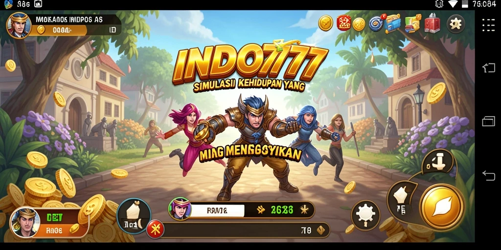 Screenshot utama INDO777 menampilkan interaksi karakter dalam game Simulation.