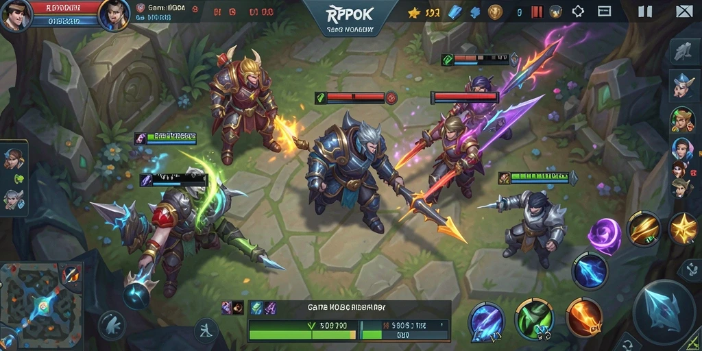 Tampilan gameplay seru di RPOK dengan strategi tim yang kompleks.