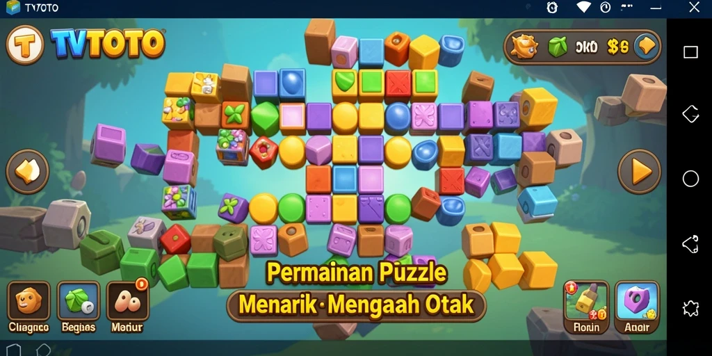 Screenshot gameplay TVTOTO yang menunjukkan teka-teki menantang dan interaktif.